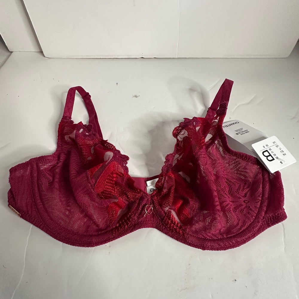 NWT Chantelle Parisian Allure Side Support Bra Burgundy size 36B